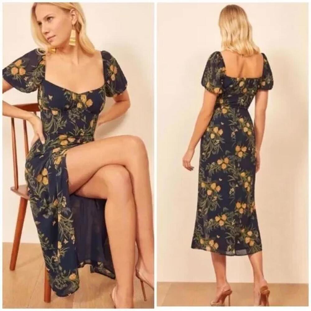 Reformation Ruthie Midi Dress in Secret Garden Size 2